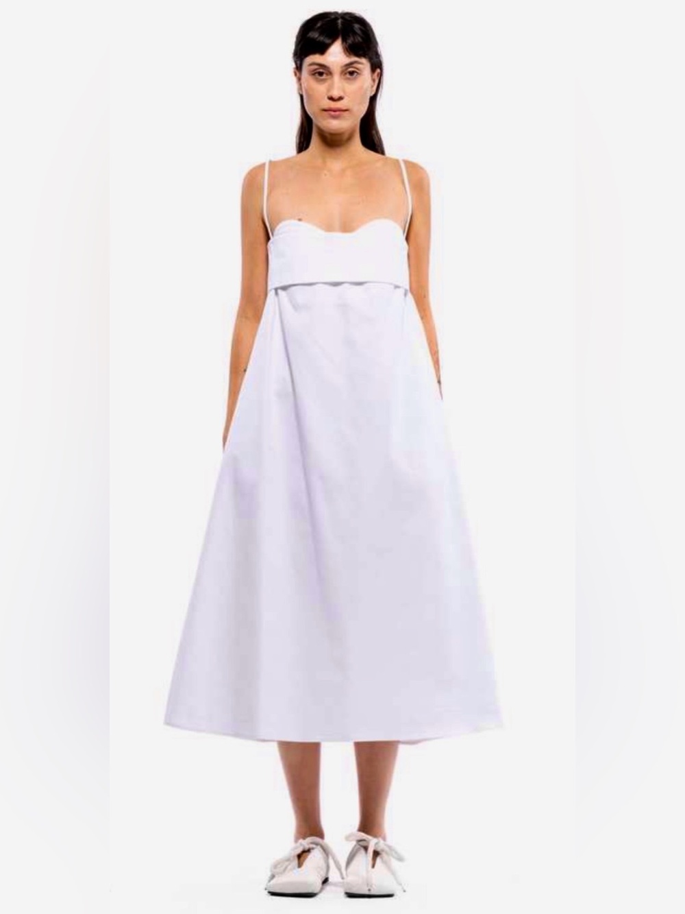 Toit Volant Verona White Midi Dress Size Large - New